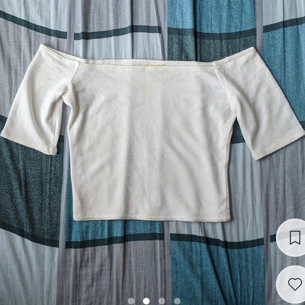 Aritzia Wilfred free white off the shoulder crop top tight short sleeve blouse - Picture 1 of 4